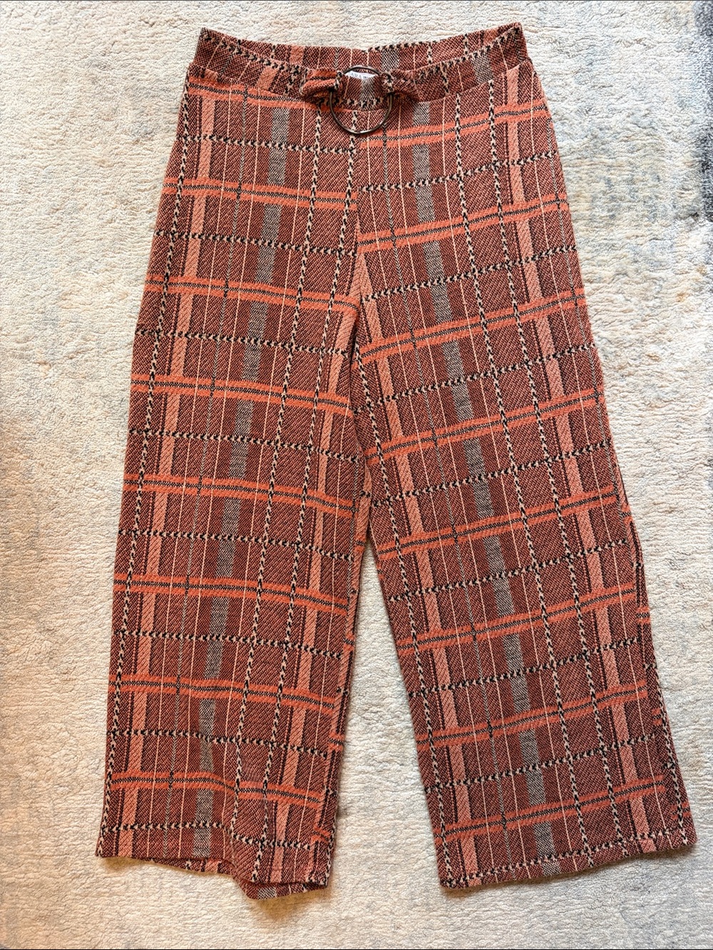 Zara Orange Plaid Pants